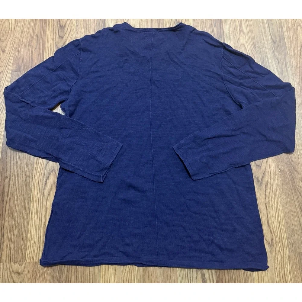 John Varvatos USA Sweater Mens Extra Large Cotton Linen Crewneck Navy XL